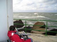 Inloppet till Ventspils i kuling